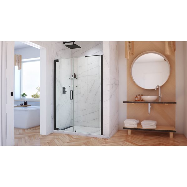 DreamLine Elegance-LS Shower Door - Frameless Design - 60.25-62.25-in - Satin Black