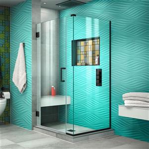 DreamLine Unidoor Plus Shower Enclosure - Frameless Design - 30-in - Satin Black