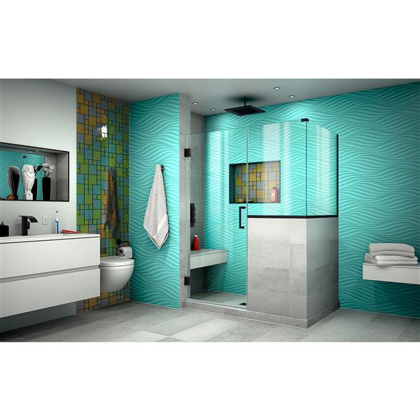 DreamLine Unidoor Plus Hinged Shower Enclosure - Frameless Design - 48-in - Satin Black