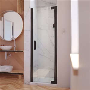 Porte de douche Elegance-LS de DreamLine, design sans cadre, 27-29 po, bronze huilé