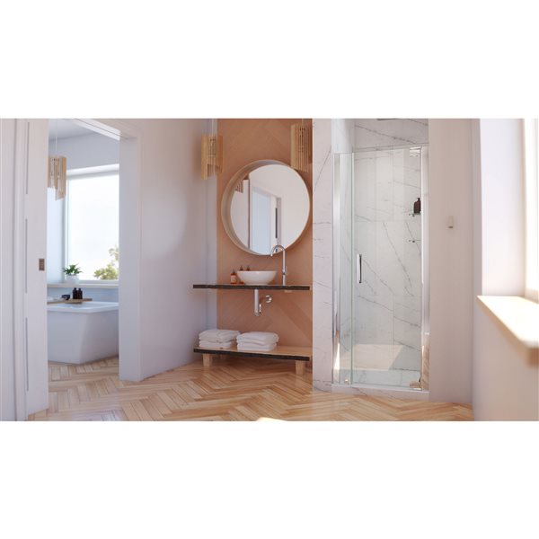 Porte de douche Elegance-LS de DreamLine, design sans cadre, 39,75-41,75 po, chrome