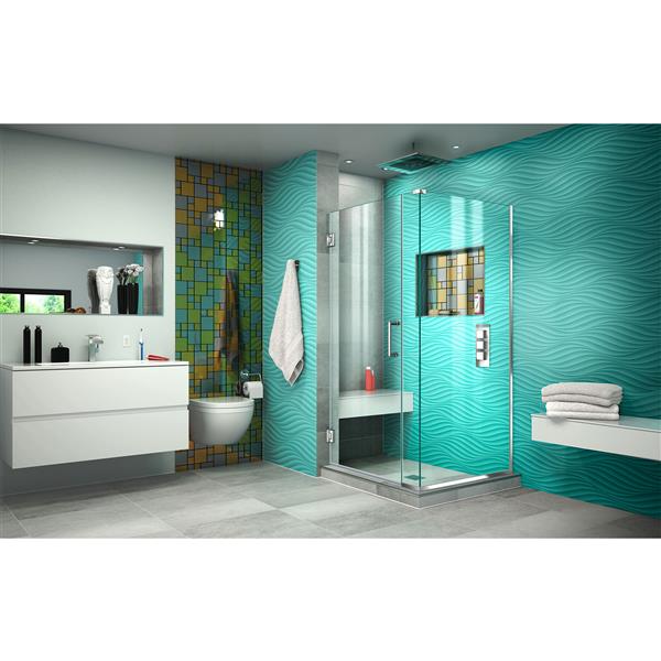 DreamLine Unidoor Plus Shower Enclosure - Frameless Design - 29-in - Chrome