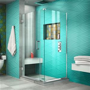 DreamLine Unidoor Plus Shower Enclosure - Frameless Design - 29-in - Chrome