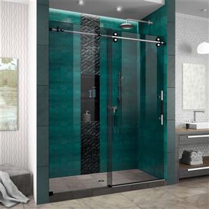 Porte de douche coulissante Enigma-XO de DreamLine, design sans cadre, 56-60 po, tuxedo brossé