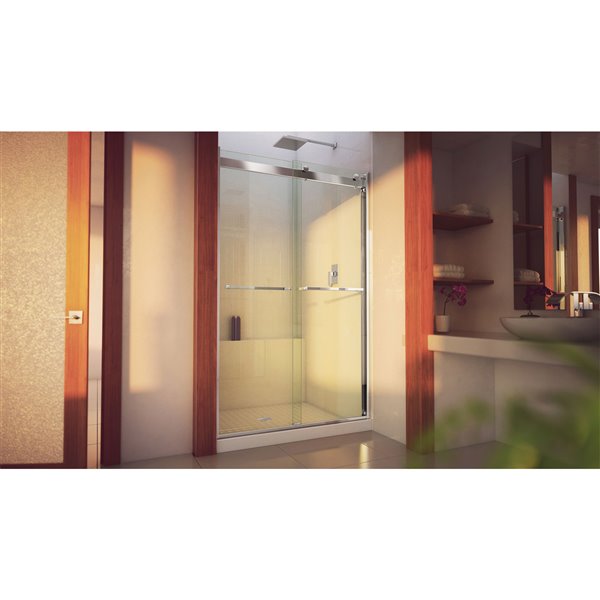 DreamLine Essence-H 44-48-in Brushed Nickel Semi-Frameless Shower Door