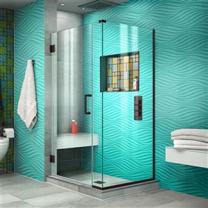Paroi de douche Unidoor Plus de DreamLine, design sans cadre, 29 po, bronze huilé
