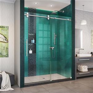 Porte de douche Enigma-XO de DreamLine, design sans cadre, 56-60 po, acier inoxydable poli