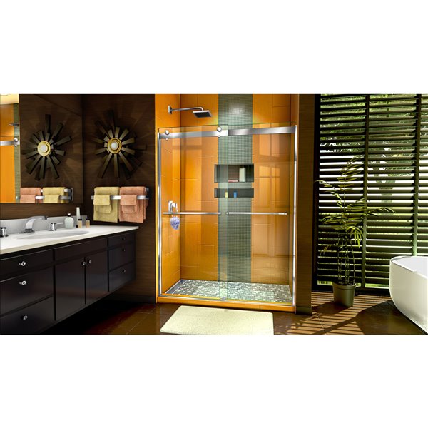 Porte de douche Sapphire de DreamLine, design avec cadre, 56-60 po, chrome