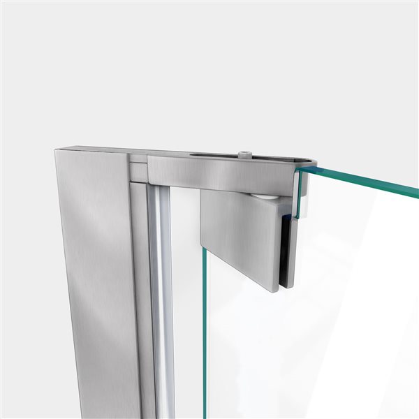 Porte de douche Elegance-LS de DreamLine, design sans cadre, 62-64 po, nickel brossé