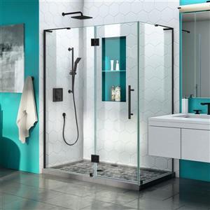 DreamLine Quatra Plus Hinged Shower Enclosure - Frameless Design - 46.38-in - Satin Black