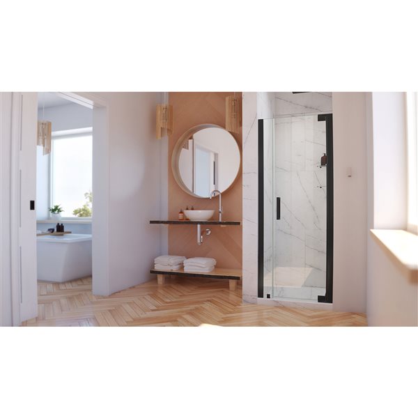 Porte de douche Elegance-LS de DreamLine, design sans cadre, 38-40 po, noir satiné