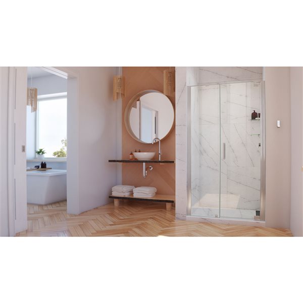 DreamLine Elegance-LS Shower Door - Frameless Design - 48.25-50.25-in - Brushed Nickel