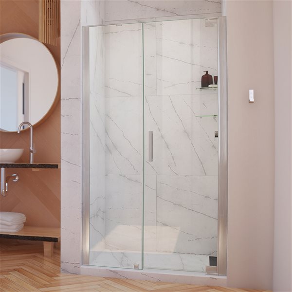 DreamLine Elegance-LS Shower Door - Frameless Design - 48.25-50.25-in - Brushed Nickel