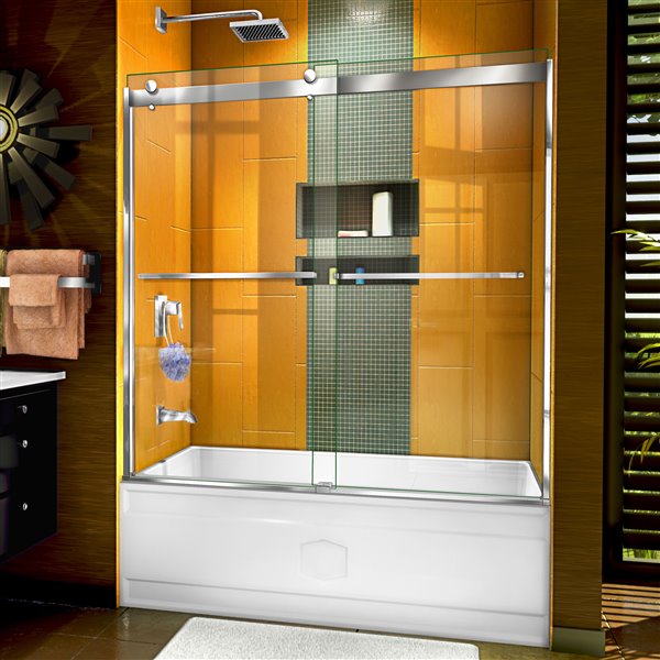 DreamLine Sapphire 56-60-in Chrome Semi-Frameless Sliding Bathtub Door