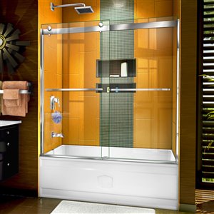 DreamLine Sapphire 56-60-in Brushed Nickel Semi-Frameless Sliding Bathtub Door