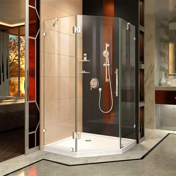 DreamLine Prism Lux Shower Enclosure - Frameless Design - 38-in - Chrome