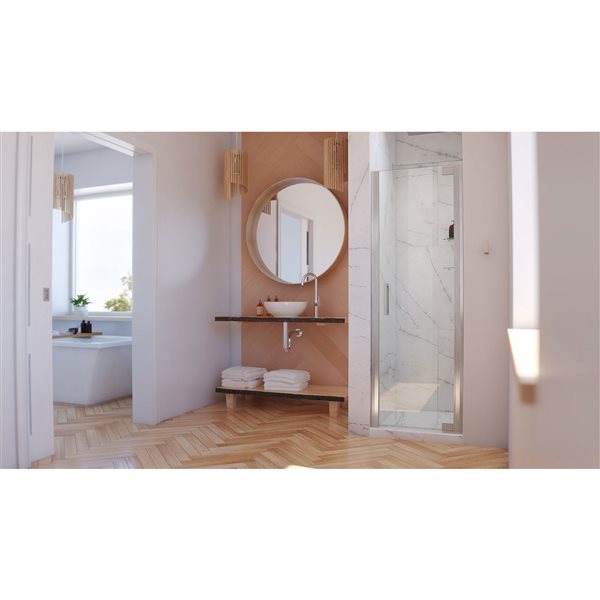 DreamLine Elegance-LS Shower Door - Frameless Design - 25.25-27.25-in - Brushed Nickel