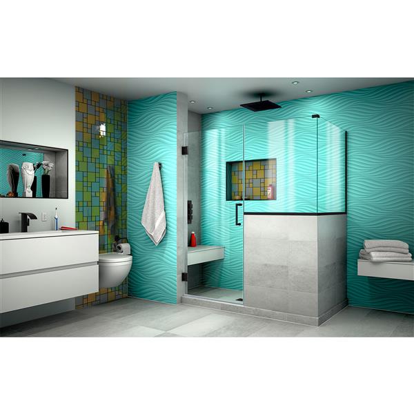 DreamLine Unidoor Plus Frameless Shower Enclosure - Clear Glass - 59-in - Satin Black
