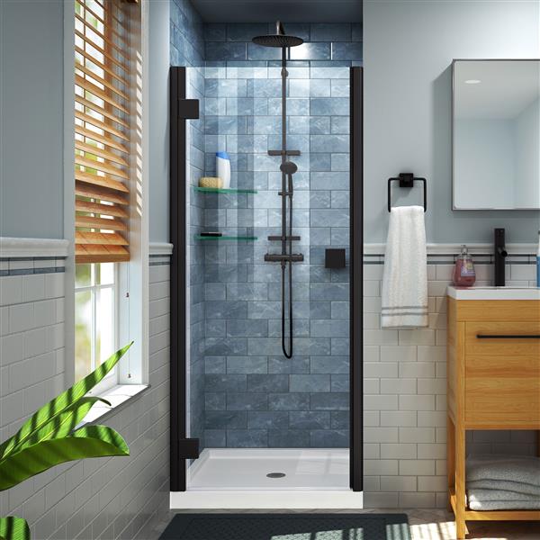 Porte de douche Lumen de DreamLine avec cadre 34-35 po noir satiné