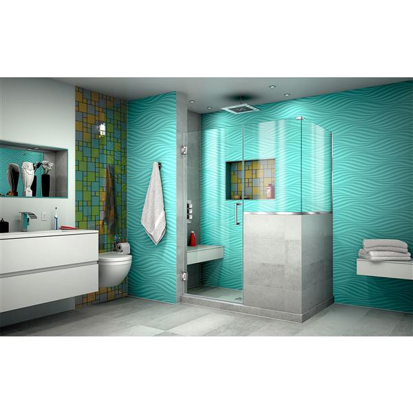 DreamLine Unidoor Plus Frameless Shower Enclosure - Clear Glass - 48-in - Chrome