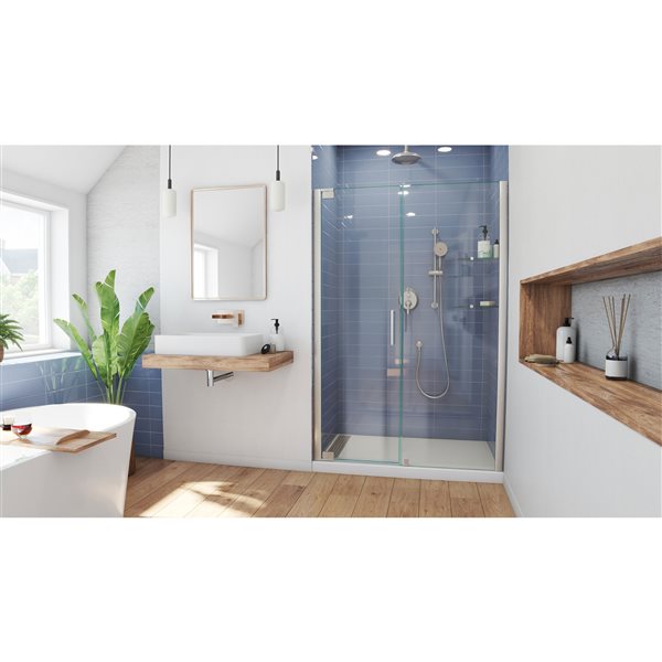 DreamLine Elegance Shower Door - Frameless Design - 51-53-in - Brushed Nickel