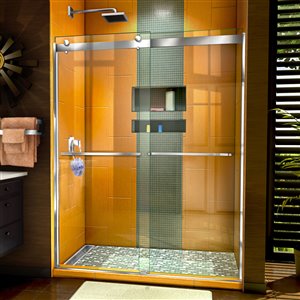 Porte de douche Sapphire de DreamLine, design avec cadre, 56-60 po, nickel brossé