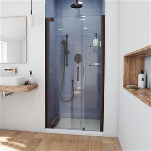 Porte de douche Elegance de DreamLine, design sans cadre, 37,25-39,25 po, bronze huilé