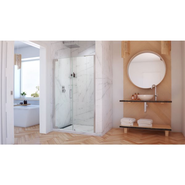 DreamLine Elegance-LS Shower Door - Frameless Design - 54.25-56.25-in - Brushed Nickel