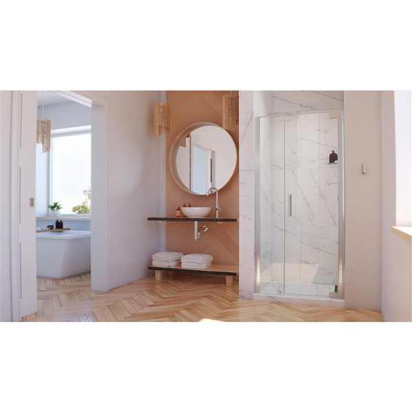 Porte de douche Elegance-LS de DreamLine, design sans cadre, 40,5-42,5 po, nickel brossé