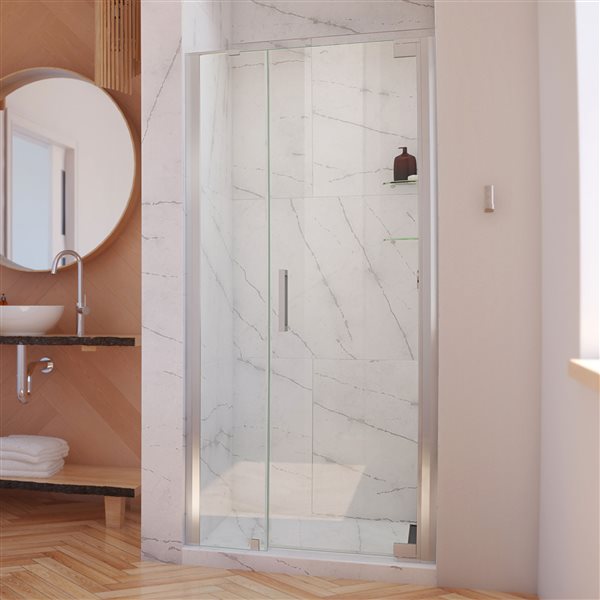 Porte de douche Elegance-LS de DreamLine, design sans cadre, 40,5-42,5 po, nickel brossé