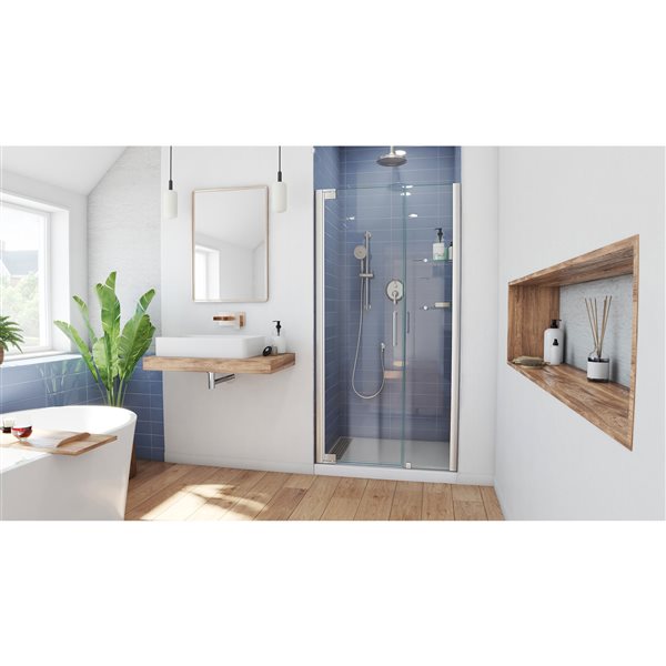 DreamLine Elegance Shower Door - Frameless Design - 44.25-46.25-in - Brushed Nickel