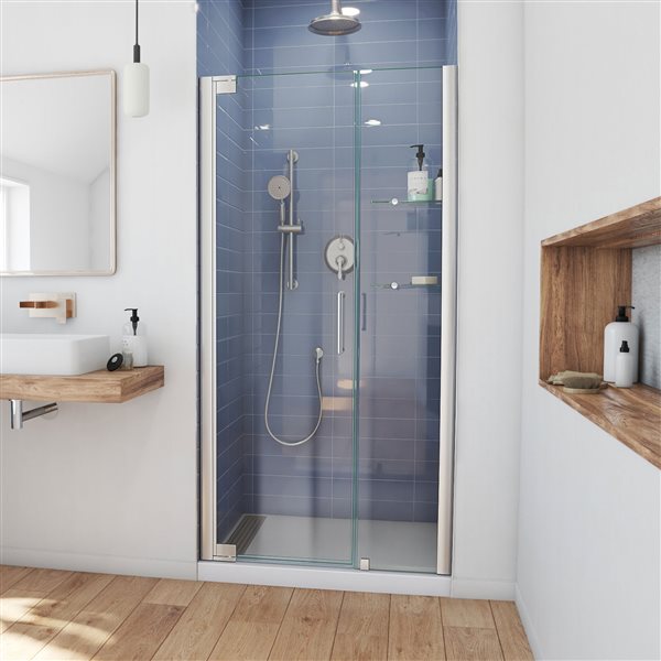 DreamLine Elegance Shower Door - Frameless Design - 44.25-46.25-in - Brushed Nickel