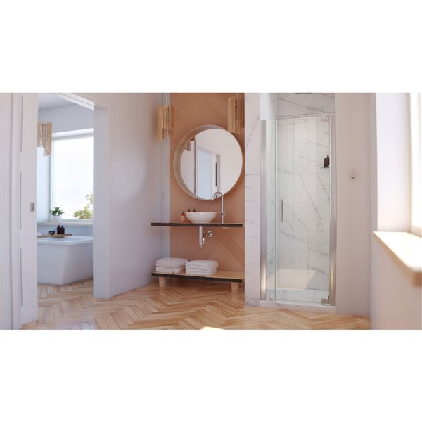 Porte de douche Elegance-LS de DreamLine, design sans cadre, 38-40 po, nickel brossé