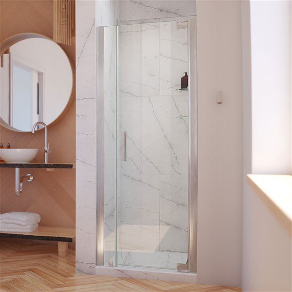 Porte de douche Elegance-LS de DreamLine, design sans cadre, 38-40 po, nickel brossé