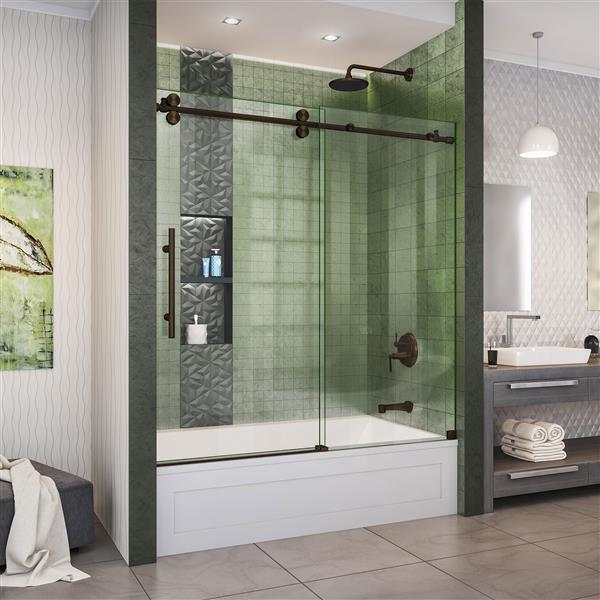 Dreamline Enigma Xo Sliding Bathtub, Frameless Glass Shower Doors Over Bathtub