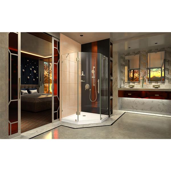 DreamLine Prism Lux Shower Enclosure - Frameless Design - 40.38-in - Brushed Nickel