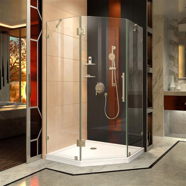 DreamLine Prism Lux Shower Enclosure - Frameless Design - 40.38-in - Brushed Nickel