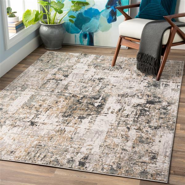 Surya Quatro Updated Traditional Area Rug - 6-ft 7-in x 9-ft 6-in - Rectangular - Charcoal