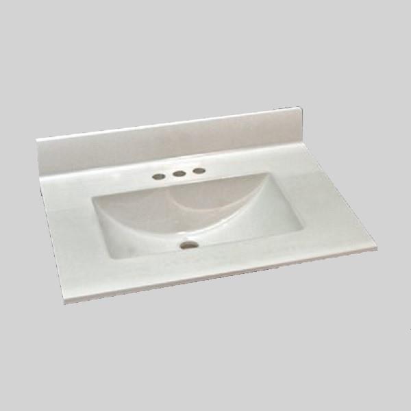 Dessus de meuble-lavabo simple marbre d'ingénierie The Marble Factory, 31 po x 22 po, blanc