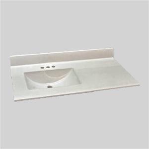 Dessus de meuble-lavabo simple The Marble Factory, 37 po x 22 po, blanc