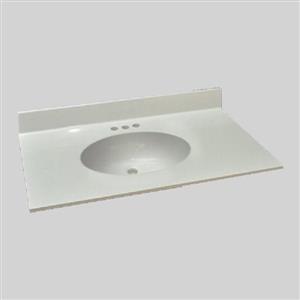 The Marble Factory Single-Bowl Vanity Top - 37-in x 22-in - White Engineered Marble