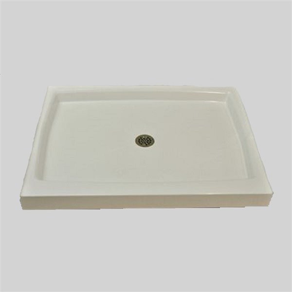 The Marble Factory Shower Base with Center Drain - 42-in x 36-in - White