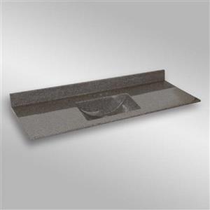 The Marble Factory Single-Bowl Vanity Top - 61-in x 22-in - Grey Granite