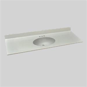 The Marble Factory Single-Bowl Vanity Top - 61-in x 22-in - White Engineered Marble