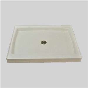 The Marble Factory Shower Base with Center Drain - 60-in x 36-in - White