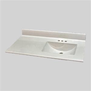 The Marble Factory Bathroom Vanity Top - Right-Hand Sink - 37-in x 22-in - White Engineered Marble