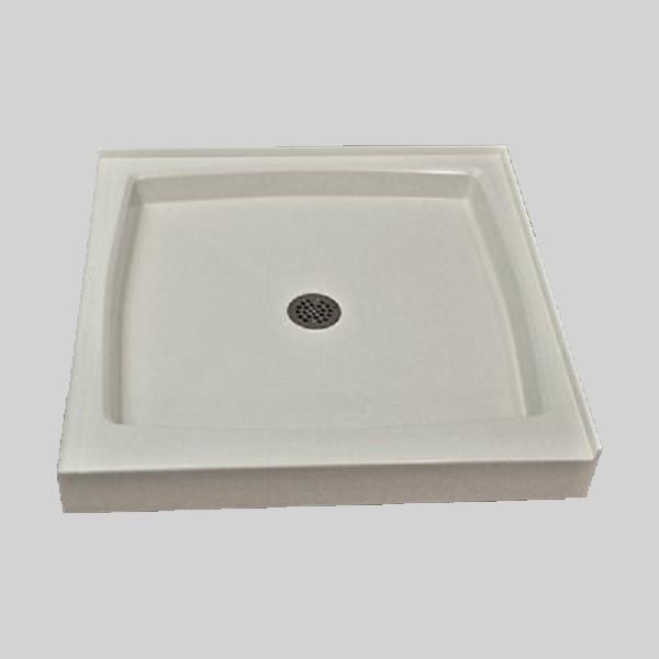 The Marble Factory Shower Base with Center Drain Double Threshold