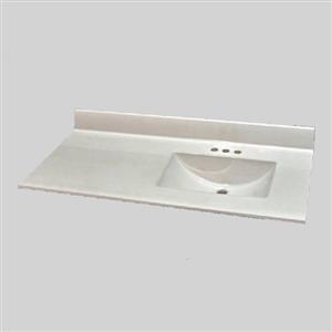 The Marble Factory Single-Bowl Vanity Top - 49-in x 22-in - Ultra-White Engineered Marble