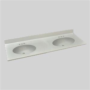 The Marble Factory Double-Bowl Vanity Top - 61-in x 22-in - White Engineered Marble