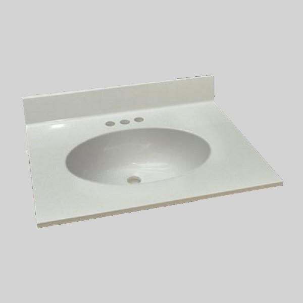 The Marble Factory Single Bowl Vanity Top 31 In X 22 In White Engineered Marble Rona